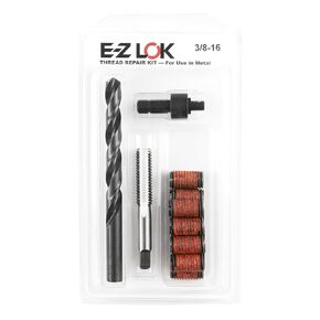 E-Z LOK Thread Repair Kit for Metal - Includes Threaded Inserts, Drill, Tap and Drive Tool, Standard Wall, 5/16-18 x 1/2-13 x 1.00" Length (EZ-329-501)