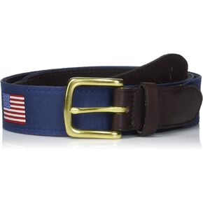 vineyard vines Men's Leather American Flag Club Belt