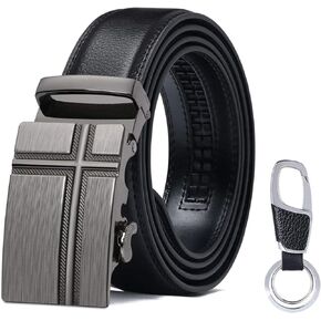 حزام جلدي للرجال، حزام سقاطة من الجلد أوتوماتيكيًا للرجال يناسب مقاس الخصر حتى 49 بوصة، مع سلسلة مفاتيح وصندوق هدايا in Kuwait
