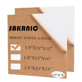 Milky White Acrylic 2 Sheets of 12"x16"White Translucent Acrylic 1/8" Thickness Cast Acrylic with Protective Paper for Making Light Boxes, Signs,Lamps,DIY Display Projects, Craft
