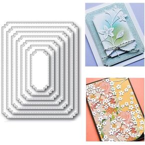 7Pcs Frame Metal Die Cuts,Rectangle Frame Cutting Dies Cut Stencils Card Paper Craft DIY Template Metal Cutting Dies Album Embossing Paper Dies for Card Making Scrapbooking