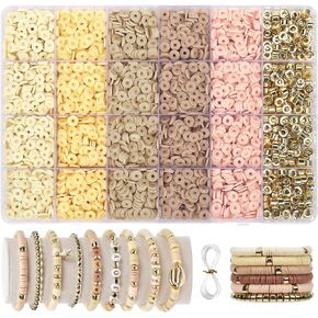 2350pcs Clay Beads for Bracelets Making, 6 Color Heishi Beads Polymer Clay Beads for Jewelry Making Supplies Charm, Friendship Bracelet Making Kit for Girl Women Adults（Pink）