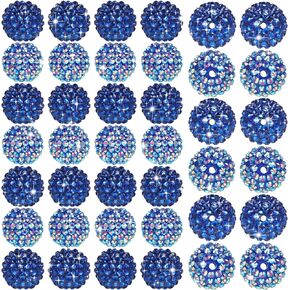 40 جهاز كمبيوتر شخصى 20mm حجر الراين الخرز الكريستال جولة ديسكو الكرة الخرز السائبة مكتنزة الزاهي الخرز سحر لأقلام DIY صنع لوازم المجوهرات الحرفية أساور النمط الأوروبي عيد الميلاد (أسود)