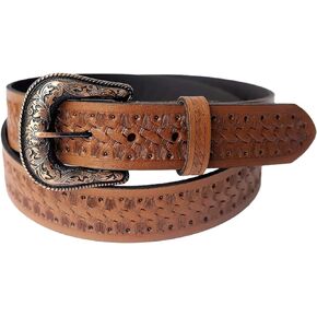 Men's Western Premium Leather Belt 1.5 Inch Wide Casual Black Belt