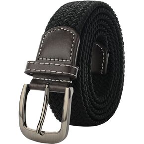 Plus Size 47'' to 71'' Mens Stretch Elastic Woven Web Casual Belts for Men Black