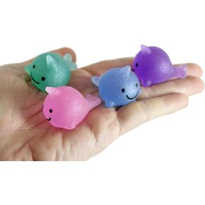 Set of 24 Narwhal Ocean Sea Animal Mochi Squishy - Adorable Cute Kawaii - Individually Wrapped Toys - Sensory, Stress, Fidget Party Favor Toy (Set of 24 (2 Dozen))