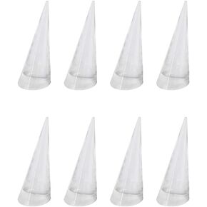 8PCS Transparent Acrylic Crystal Ring Holder Cone-shaped Single Finger Ring Jewelry Store Display Stand Hollow and Solid for Home Office and Shop Use