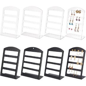 6 Packs Earring Display Stand Black Earring Pendant Display Organizer Transparent Ear Stud Display Holder Show Hoop Earrings Rack Jewelry Display Storage for Vendors Selling Earring