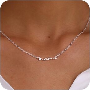 Mom Necklaces for Women 14k Gold Plated Mama Necklaces Dainty Initial Letter Necklace Mama Jewelry Gifts for Mother's Day Mother's Birthday