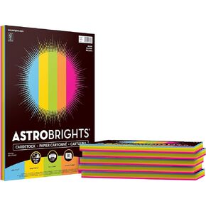 بطاقات ملونة من Astrobrights، 8.5 بوصة × 11 بوصة، 65 رطل/176 جرامًا للمتر المربع، مجموعة متنوعة من 5 ألوان، 6 عبوات فردية مكونة من 50 ورقة متنوعة - 300 ورقة إجمالاً (99326-01)