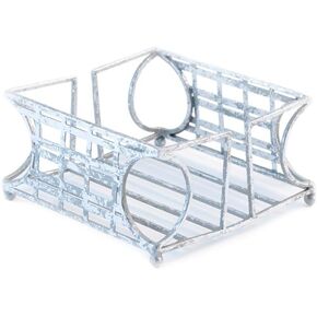 Boston international New York Art Deco Stripes Cocktail Napkin Holder Caddy, Silver Foil