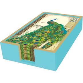 Paperproducts Design Lacquer Wood Guest Towel Paper Napkin Caddie-Set 1, Aqua with Gold Trim Design
