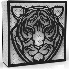 Metal Napkin Holder for Home Kitchen Restaurant Picnic - Tiger Design Tabletop Paper Organizer Upright Tissue Dispenser (Black)