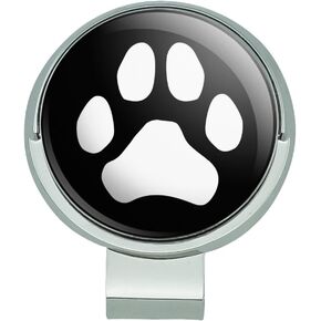 GRAPHICS & MORE Paw Print Dog Cat White on Black Golf Hat Clip with Magnetic Ball Marker