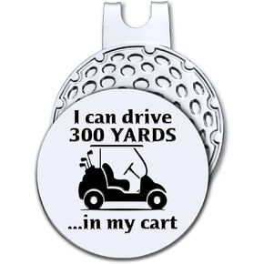 I Can Drive 300 Yards in My Cart Golf Ball Marker with Magnetic Hat Clip, Funny Golf Accessories and Golf Gifts for Men Women Dad Grandpa, Birthday for Golfer Golf Lover