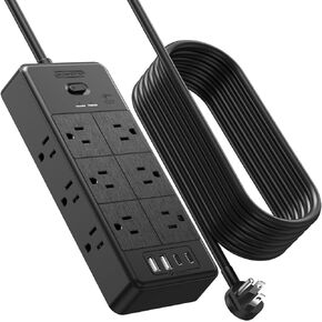 NTONPOWER 4000J Surge Protector Power Strip 5 FT Cord, Heavy Duty Extension Cord with 12 Outlets & 4 USB Ports (2USB C), 3 Side Multiple Outlets Extender, Wall Mounted for Home Office