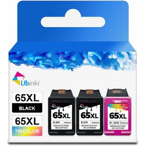 65XL Ink Cartridges Black/Color Combo Pack Replacement for HP Ink 65 XL 65XL HP65 HP65XL use for 5000 5055 3755 3700 3772 3722 2600 2622 3752 2652 2655 2640 5052 5010 Printer (3 Pack)