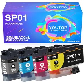 SP01 SP-01 SP-1 Sublimation Ink Cartridge SP01XLBK SP01CS SP01MS SP01YS Ink Cartridge Works for SP-1 Sublimation Inkjet Printer(4 Pack)