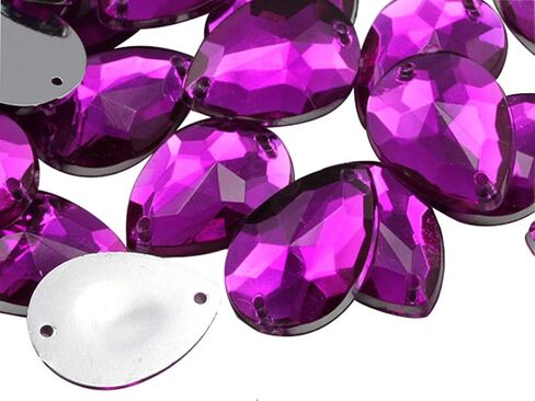 Allstarco 18x13mm كريستال شفاف CH38 دمعة خلفية مسطحة مخيطة على الخرز للحرف اليدوية أحجار الراين الأكريليك البلاستيكية مع فتحات للخياطة، وتزيين الملابس، والأزياء التنكرية - 50 قطعة in Kuwait