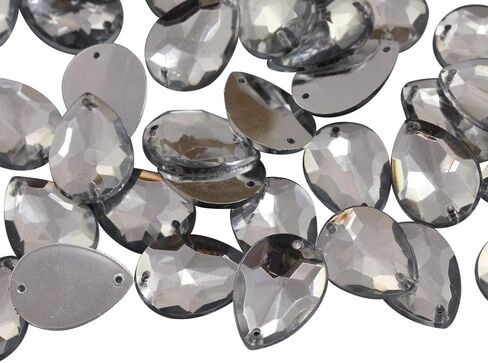 Allstarco 18x13mm كريستال شفاف CH38 دمعة خلفية مسطحة مخيطة على الخرز للحرف اليدوية أحجار الراين الأكريليك البلاستيكية مع فتحات للخياطة، وتزيين الملابس، والأزياء التنكرية - 50 قطعة in Kuwait