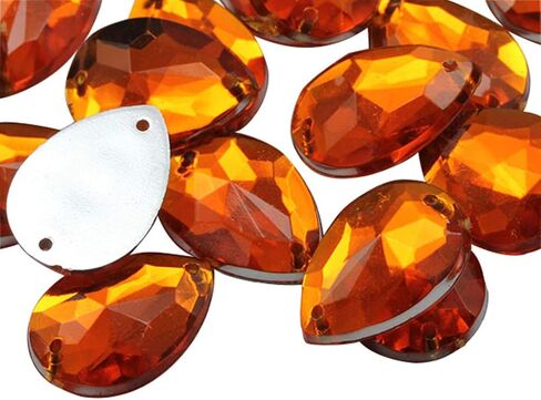 Allstarco 18x13mm كريستال شفاف CH38 دمعة خلفية مسطحة مخيطة على الخرز للحرف اليدوية أحجار الراين الأكريليك البلاستيكية مع فتحات للخياطة، وتزيين الملابس، والأزياء التنكرية - 50 قطعة in Kuwait