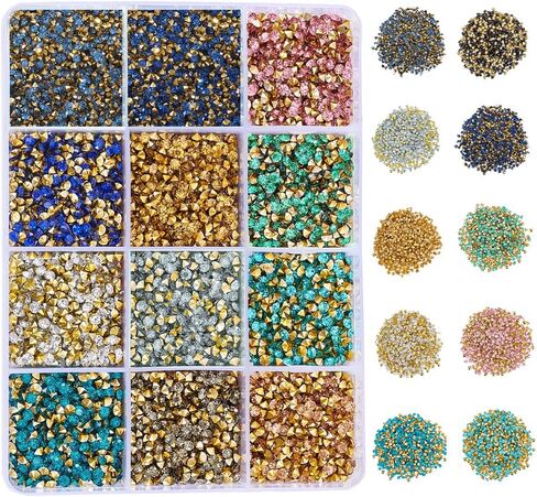 SUPERFINDINGS حوالي 13200 قطعة 3 مللي متر أحجار الراين الراتنج مدببة الظهر 12 لون الماس شكل أحجار الراين للأظافر الديكور ماكياج الملابس الأحذية in Saudi Arabia
