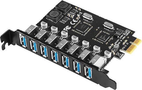 بطاقة توسيع CERRXIAN PCI-E إلى USB 3.0 7 منافذ (7X USB-A)، محول PCI-e إلى USB 3.0 HUB، سرعة فائقة 5 جيجابت في الثانية، لبطاقة مضيف الكمبيوتر المكتبي in Saudi Arabia