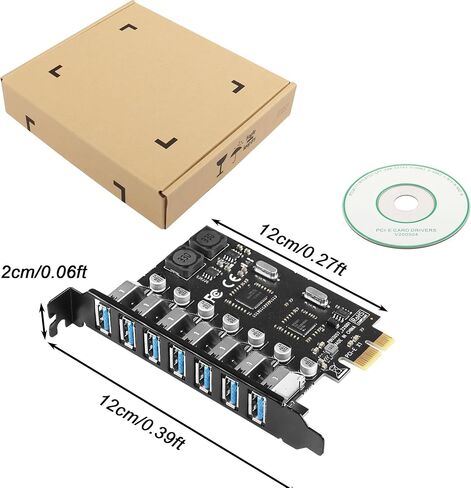 بطاقة توسيع CERRXIAN PCI-E إلى USB 3.0 7 منافذ (7X USB-A)، محول PCI-e إلى USB 3.0 HUB، سرعة فائقة 5 جيجابت في الثانية، لبطاقة مضيف الكمبيوتر المكتبي in Saudi Arabia