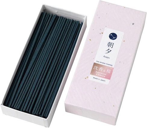 Asayu Japan Low Smoke Premium Sakura Cherry Blossom & Agarwood Incense Sticks Scent (40gr), Japanese Cherry Blossom Incense for Evening Relaxation. Smokeless Incense with Less Irritation, Non-Toxic in Kuwait