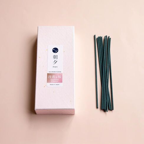 Asayu Japan Low Smoke Premium Sakura Cherry Blossom & Agarwood Incense Sticks Scent (40gr), Japanese Cherry Blossom Incense for Evening Relaxation. Smokeless Incense with Less Irritation, Non-Toxic in Kuwait