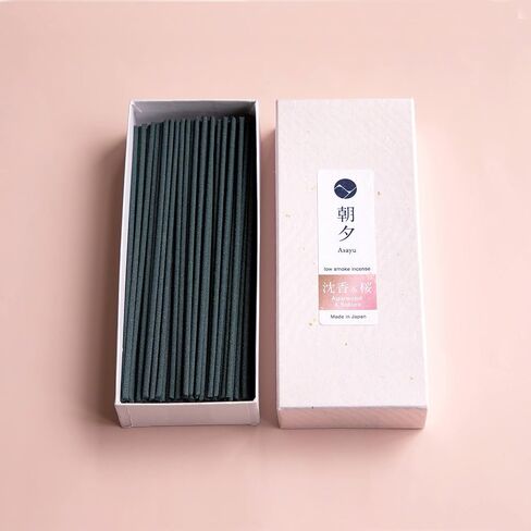 Asayu Japan Low Smoke Premium Sakura Cherry Blossom & Agarwood Incense Sticks Scent (40gr), Japanese Cherry Blossom Incense for Evening Relaxation. Smokeless Incense with Less Irritation, Non-Toxic in Kuwait
