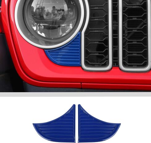 JWWY الشبكة الأمامية إدراج الحواف غطاء الكسوة متوافق مع 2024 Jeep Wrangler JL JLU & Gladiator JT الملحقات الخارجية قطعتان باللون الأحمر in Kuwait