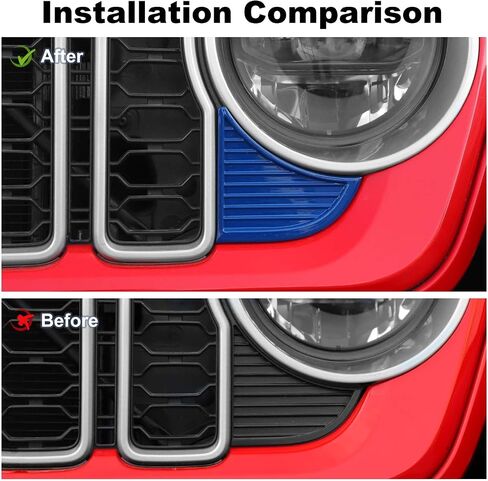 JWWY الشبكة الأمامية إدراج الحواف غطاء الكسوة متوافق مع 2024 Jeep Wrangler JL JLU & Gladiator JT الملحقات الخارجية قطعتان باللون الأحمر in Kuwait