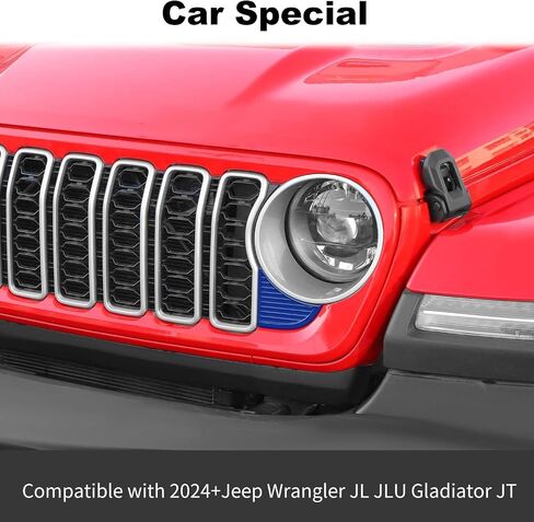 JWWY الشبكة الأمامية إدراج الحواف غطاء الكسوة متوافق مع 2024 Jeep Wrangler JL JLU & Gladiator JT الملحقات الخارجية قطعتان باللون الأحمر in Kuwait