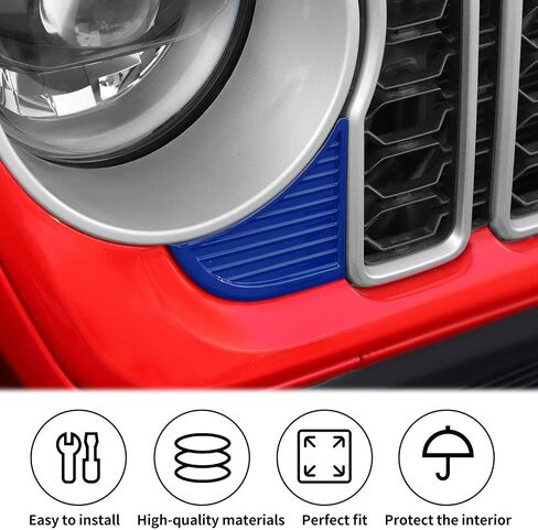 JWWY الشبكة الأمامية إدراج الحواف غطاء الكسوة متوافق مع 2024 Jeep Wrangler JL JLU & Gladiator JT الملحقات الخارجية قطعتان باللون الأحمر in Kuwait