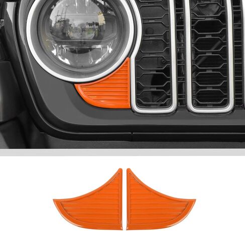 JWWY الشبكة الأمامية إدراج الحواف غطاء الكسوة متوافق مع 2024 Jeep Wrangler JL JLU & Gladiator JT الملحقات الخارجية قطعتان باللون الأحمر in Kuwait