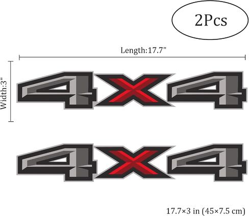 ملصقات لاصقة 4X4 قطعتان، استبدال شعارات ملحقات تزيين السيارات متوافقة مع Ford F-150 F-250 F-350 Tacoma Tundra Ram Silverado Truck Pickup SUV، مع ممسحة قطعة واحدة، أسود ورمادي in Saudi Arabia