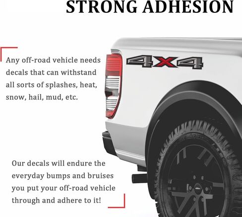 ملصقات لاصقة 4X4 قطعتان، استبدال شعارات ملحقات تزيين السيارات متوافقة مع Ford F-150 F-250 F-350 Tacoma Tundra Ram Silverado Truck Pickup SUV، مع ممسحة قطعة واحدة، أسود ورمادي in Saudi Arabia