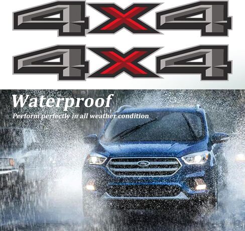 ملصقات لاصقة 4X4 قطعتان، استبدال شعارات ملحقات تزيين السيارات متوافقة مع Ford F-150 F-250 F-350 Tacoma Tundra Ram Silverado Truck Pickup SUV، مع ممسحة قطعة واحدة، أسود ورمادي in Saudi Arabia
