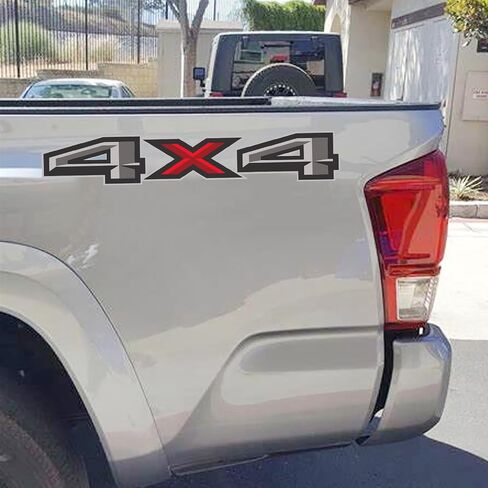 ملصقات لاصقة 4X4 قطعتان، استبدال شعارات ملحقات تزيين السيارات متوافقة مع Ford F-150 F-250 F-350 Tacoma Tundra Ram Silverado Truck Pickup SUV، مع ممسحة قطعة واحدة، أسود ورمادي in Saudi Arabia