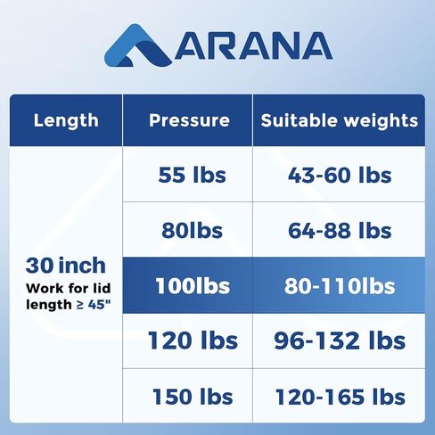 ARANA 30 inch 100 lb Gas Struts Shock Prop, 30" 445N/100LB Gas Spring Lift-Support with L-Type Mounting Brackets for Heavy Duty Lid Muphy Bed RV Bed Trap Door Floor Hatch Kicthen Door, 2Pcs in Saudi Arabia