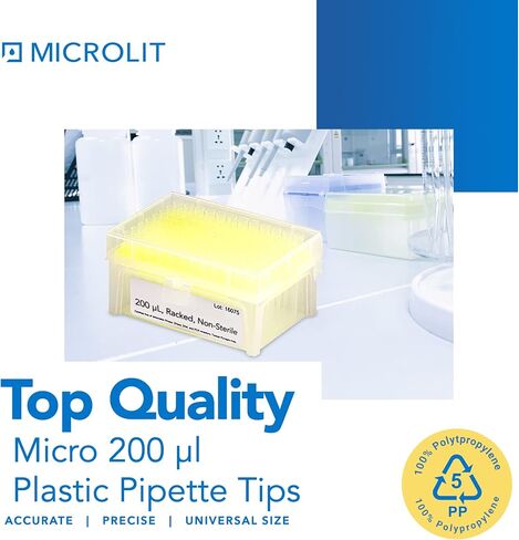 Micropipette Pipette Tips, Low-Retention and Clean-Release Hydrophobic Transfer Pipette Tips, Universal Fit Nonpyrogenic 1000 ul Plastic Pipette Tips, 480-Count, 1 Pack of 5 Racks in Saudi Arabia