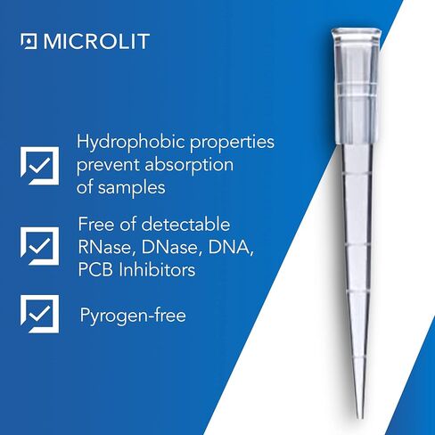 Micropipette Pipette Tips, Low-Retention and Clean-Release Hydrophobic Transfer Pipette Tips, Universal Fit Nonpyrogenic 1000 ul Plastic Pipette Tips, 480-Count, 1 Pack of 5 Racks in Saudi Arabia