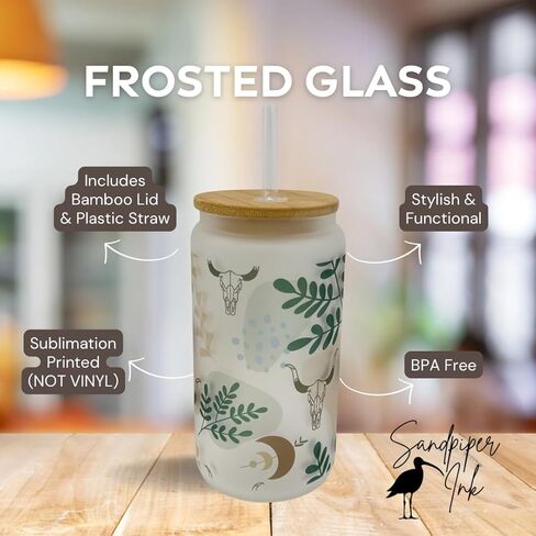 زجاج بلوري 16/20 أونصة مع غطاء من الخيزران وقش بلاستيكي - غربي (غربي #3، 16 أونصة) in Kuwait