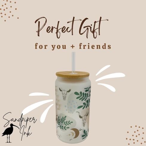 زجاج بلوري 16/20 أونصة مع غطاء من الخيزران وقش بلاستيكي - غربي (غربي #3، 16 أونصة) in Kuwait