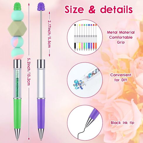 30 Pcs Plastic Beadable Pens 2 in 1 Stylus Bead Pen Empty Tube Floating Black Ink Bead Pens with 30 Pcs Black Refills for DIY Making Gift Kids Students Office School Supplies(Empty Tube) in Saudi Arabia