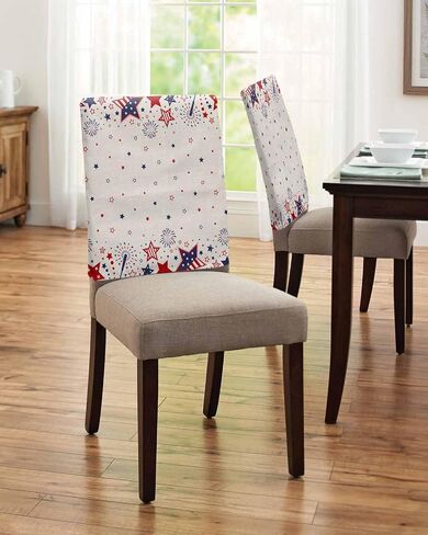 Red White and Blue Stars Dining Room Chair Covers Back Slipcover Set of 4, 4th of July Star Firework American Flag Retro Stretch Chair Protector Removable Washable Patriotic Chair Slipcover in Saudi Arabia