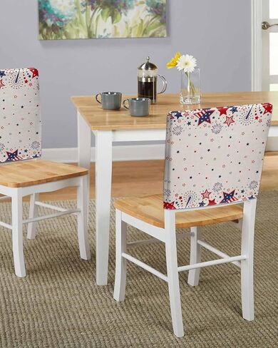 Red White and Blue Stars Dining Room Chair Covers Back Slipcover Set of 4, 4th of July Star Firework American Flag Retro Stretch Chair Protector Removable Washable Patriotic Chair Slipcover in Saudi Arabia