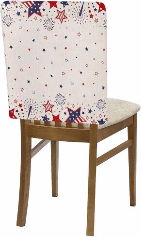 Red White and Blue Stars Dining Room Chair Covers Back Slipcover Set of 4, 4th of July Star Firework American Flag Retro Stretch Chair Protector Removable Washable Patriotic Chair Slipcover in Saudi Arabia