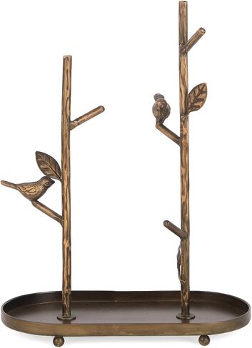 NIKKY HOME Vintage Bird Jewelry Holder Organizer Stand Cute Jewelry Rack With Metal Tray Tree Branch Display Tower for Ring Earrings Necklace Bracelet Watch, Antique Gold in Saudi Arabia
